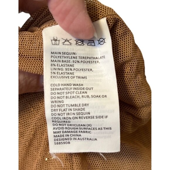 Bardot Verona Sequin Maxi Dress US Size 10 Long Sleeve Tie Back Champagne - Picture 10 of 10